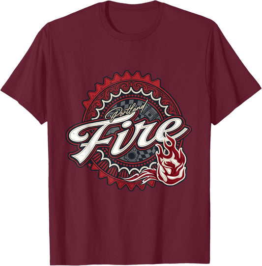 Portland Fire Racing Retro Graphic T-Shirt - T-Shirt | Maroon
