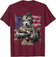 USA Patriot Siberian Husky Dog as Army Commando T-Shirt - T-Shirt | Maroon