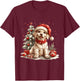 Cute Christmas Yellow Labrador Retriever Puppy Santa Dog Red T-Shirt - T-Shirt | Maroon