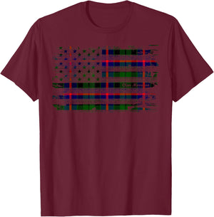 Morrison surname American Flag Scottish Clan Tartan Women Kids Men T-Shirt - T-Shirt | Maroon