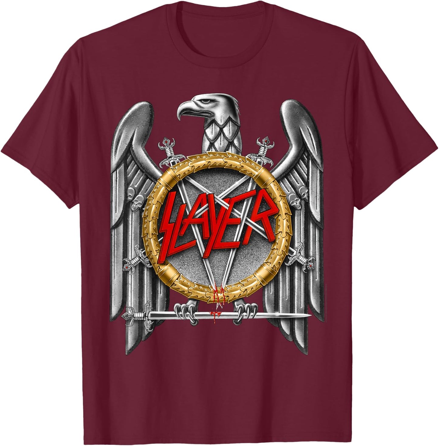 Slayer - Silver Eagle T-Shirt - T-Shirt | Maroon