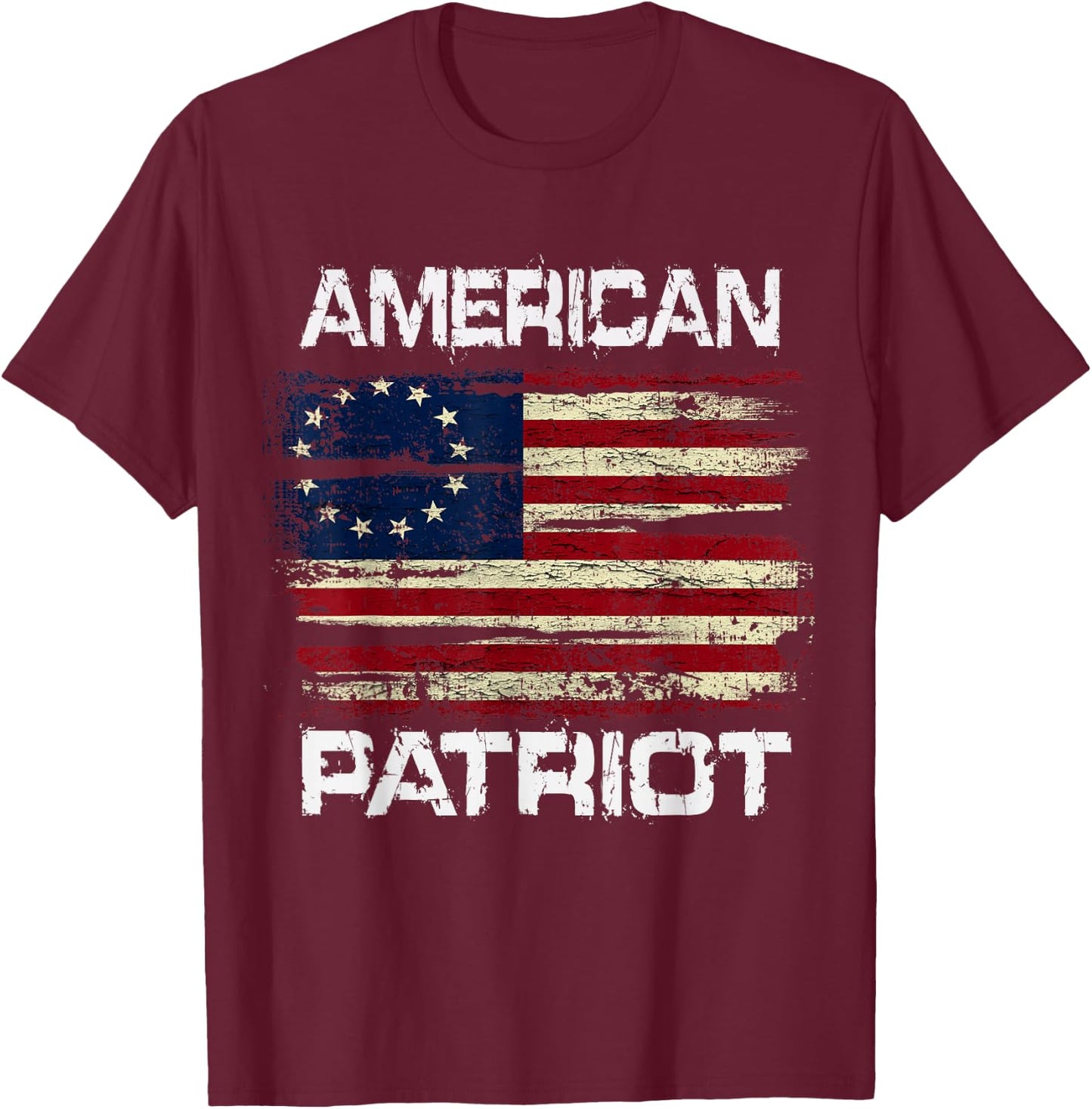 Betsy Ross American Flag 13 Star Colonies American Patriot Kids Men T-Shirt - T-Shirt | Maroon