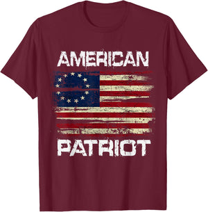 Betsy Ross American Flag 13 Star Colonies American Patriot Kids Men T-Shirt - T-Shirt | Maroon