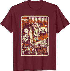 Retro Halloween Movie Poster Oldschool Burning Killer T-Shirt - T-Shirt | Maroon