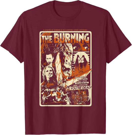 Retro Halloween Movie Poster Oldschool Burning Killer T-Shirt - T-Shirt | Maroon