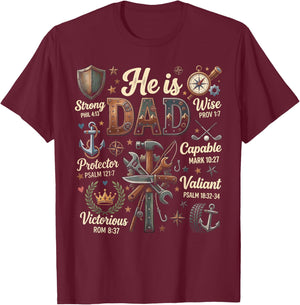 Fathers Day Christian Dad Bible Verse T-Shirt - T-Shirt | Maroon
