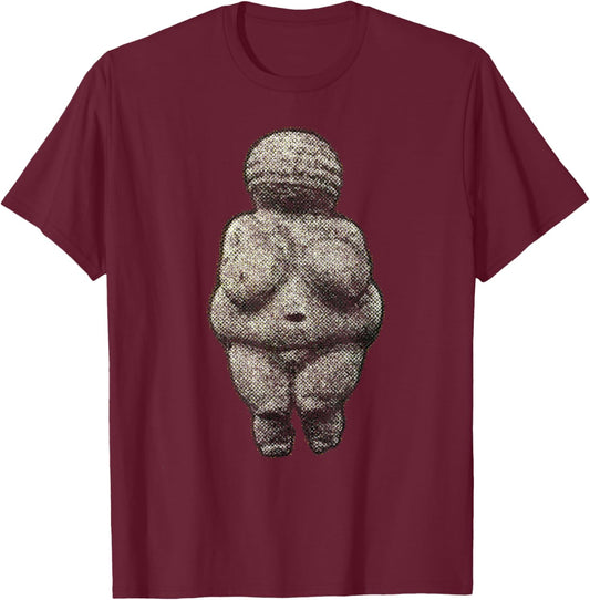 Venus von Willendorf Prehistoric Art Body Positive T-Shirt - T-Shirt | Maroon