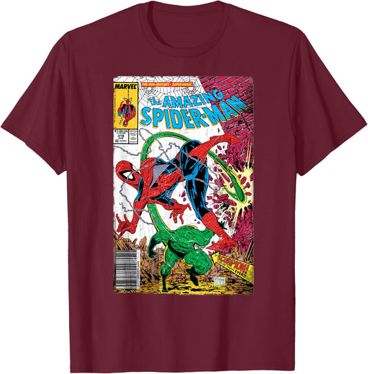 Marvel Spider-Man Classic Retro Comic Scorpion Cover T-Shirt - T-Shirt | Maroon