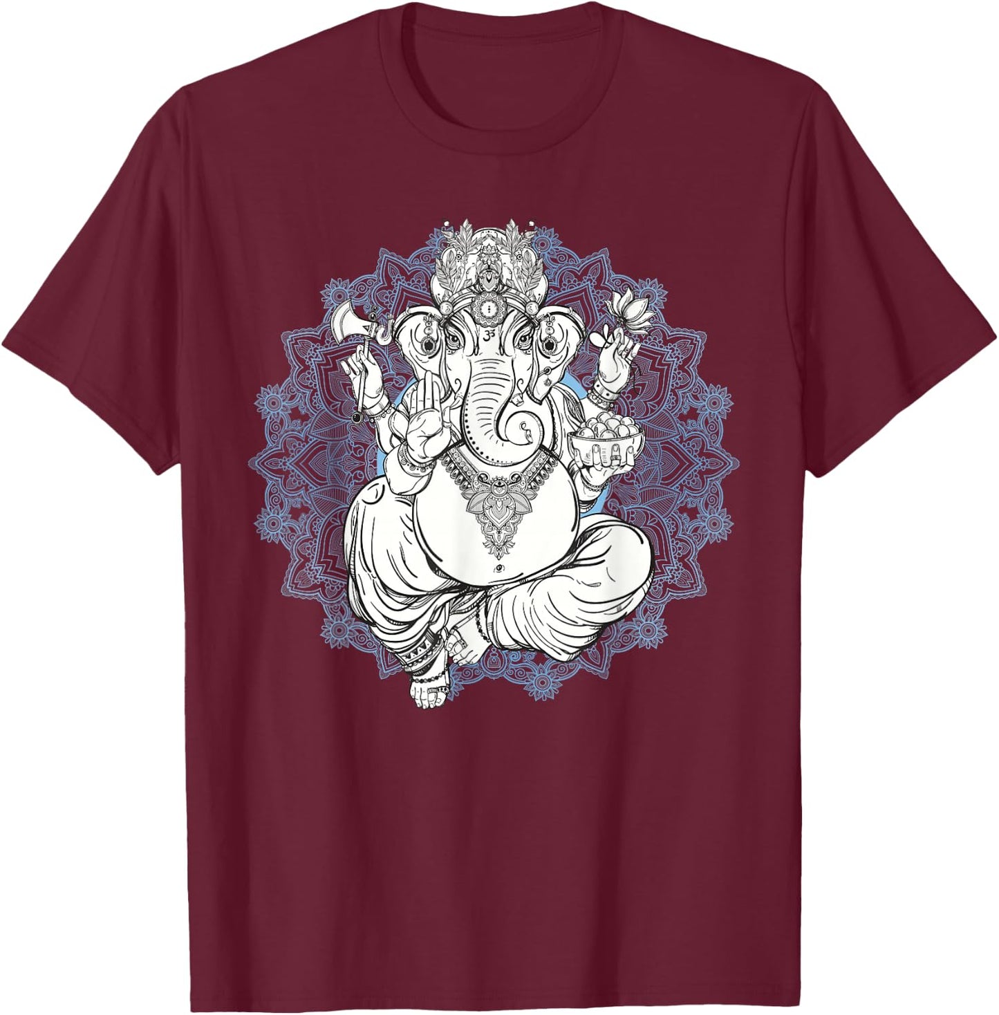 Hindu Elephant God Ganesha - Oriental India Henna T-Shirt - T-Shirt | Maroon