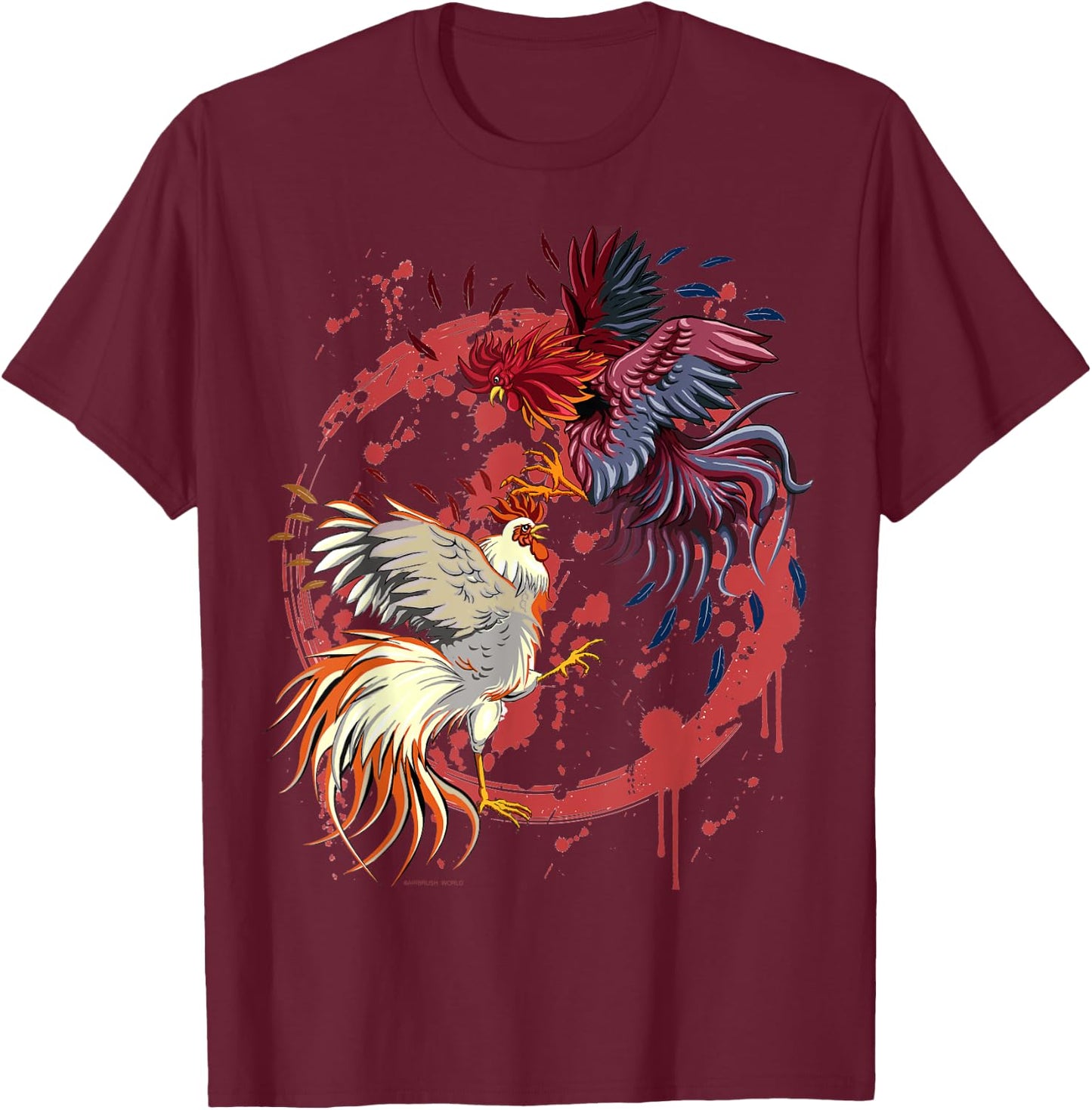 Rooster Cock Fight Chicken Novelty Farmer's Gift T-Shirt - T-Shirt | Maroon