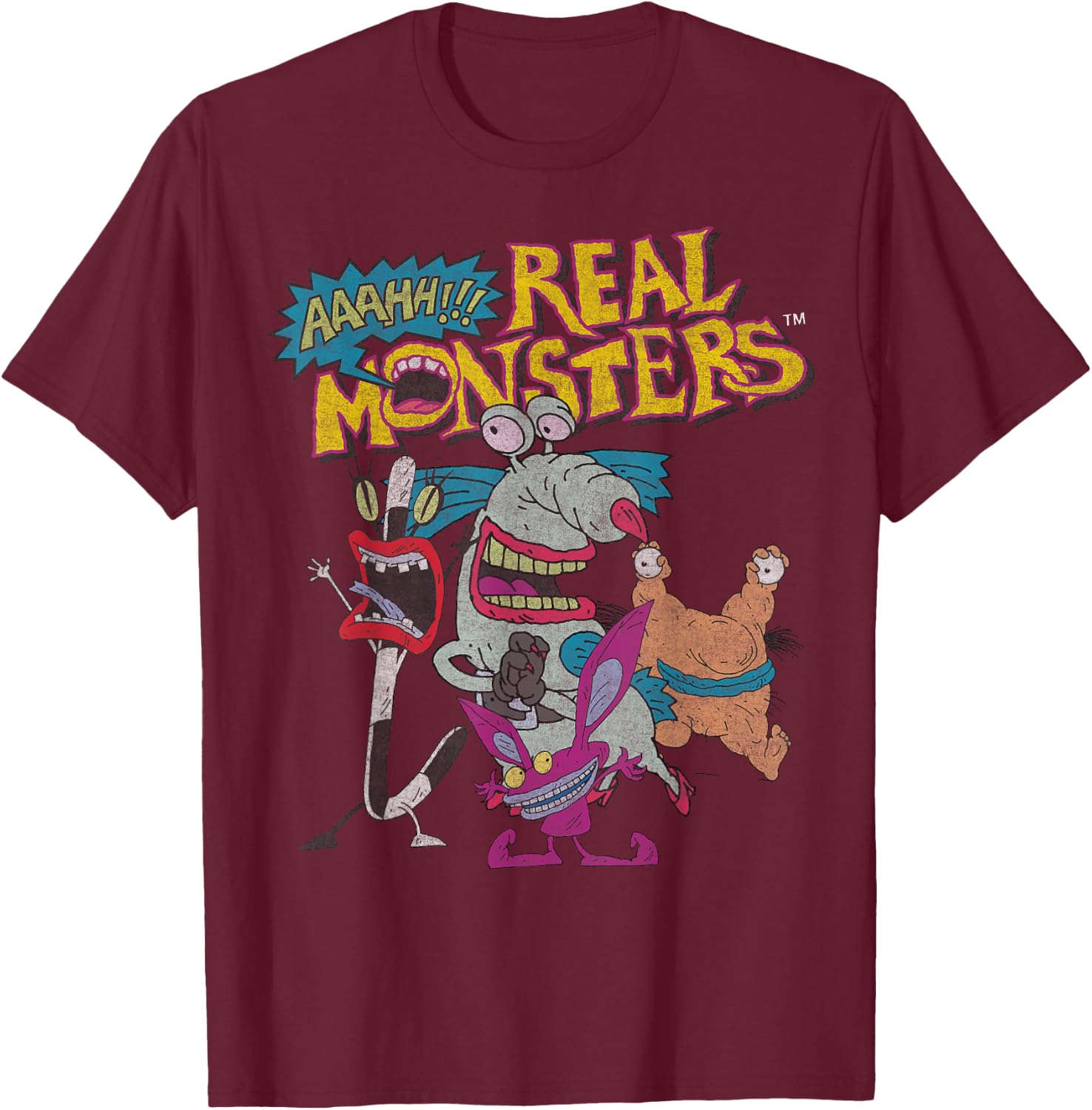Nickelodeon Aaahh Real Monsters Character T-Shirt - T-Shirt | Maroon