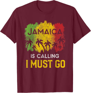 Jamaica Is Calling I Must Go Beach Vacation Sunset T-Shirt - T-Shirt | Maroon