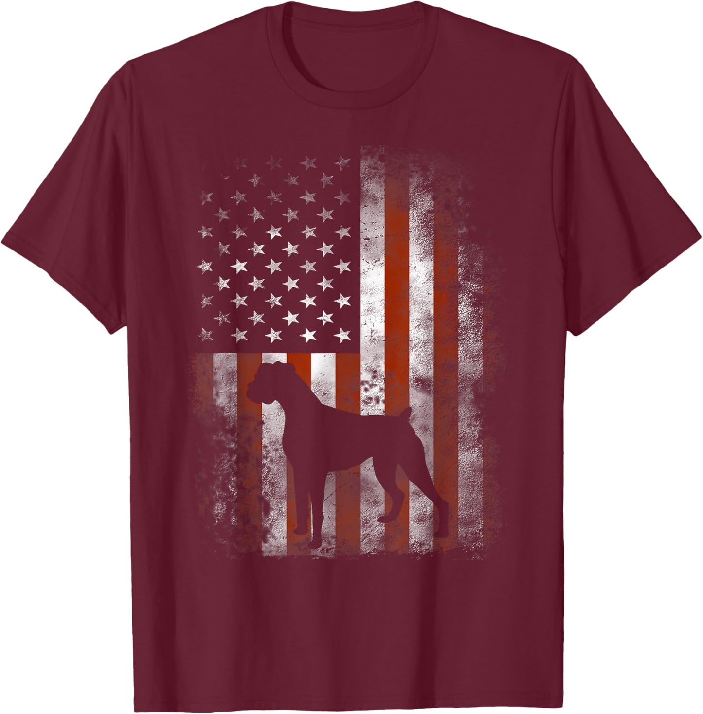 Boxer American Flag Shirt USA 4th of July Dog Gifts T-Shirt - T-Shirt | Maroon