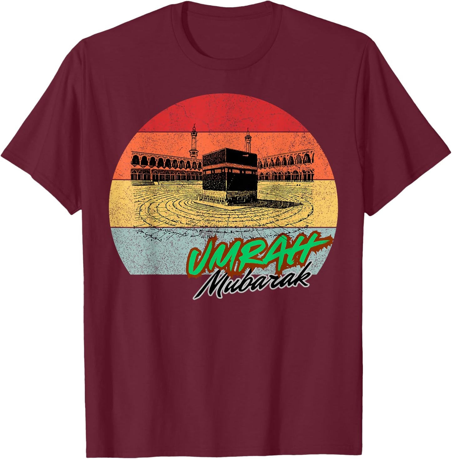 Umrah Mubarak Al-Kabah Design Islam Hajj Pilgrim Muslim Gift T-Shirt - T-Shirt | Maroon
