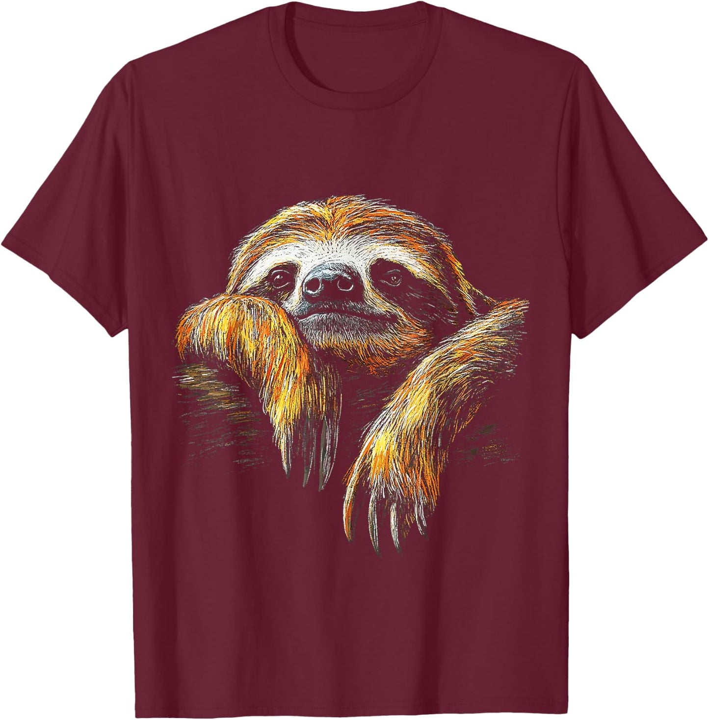 Sloth Animal Motif Drawing Artwork Sloth T-Shirt - T-Shirt | Maroon