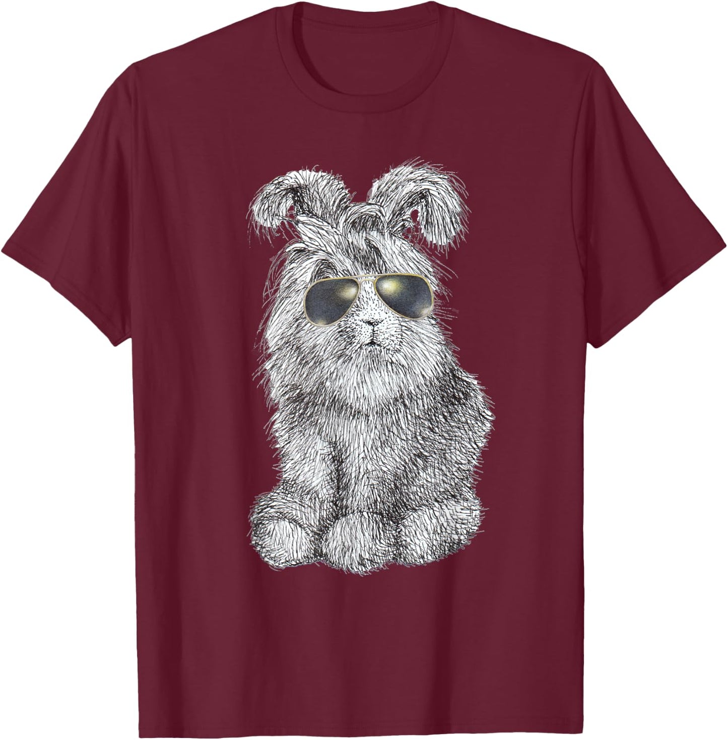 Angora Bunny Rabbit Police Sunglasses T-Shirt - T-Shirt | Maroon
