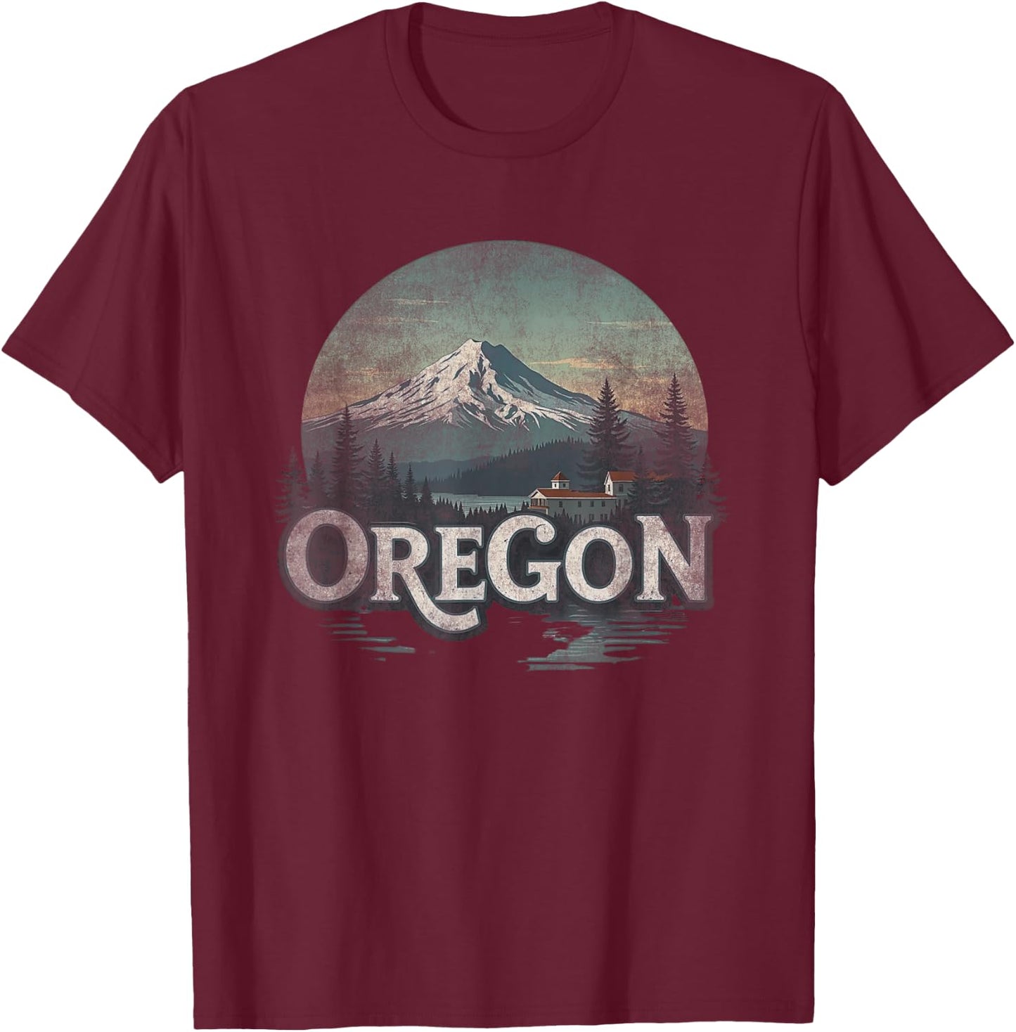 Retro Oregon Landscape Vintage Souvenir T-Shirt - T-Shirt | Maroon