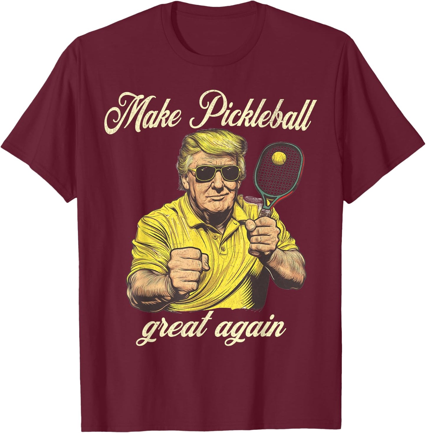 Funny Pickleball Lovers Graphics Pickle Ball Men Women T-Shirt - T-Shirt | Maroon