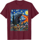 Kaiju Monster Japanese Vangogh starrynight Vintage T-Shirt - T-Shirt | Maroon