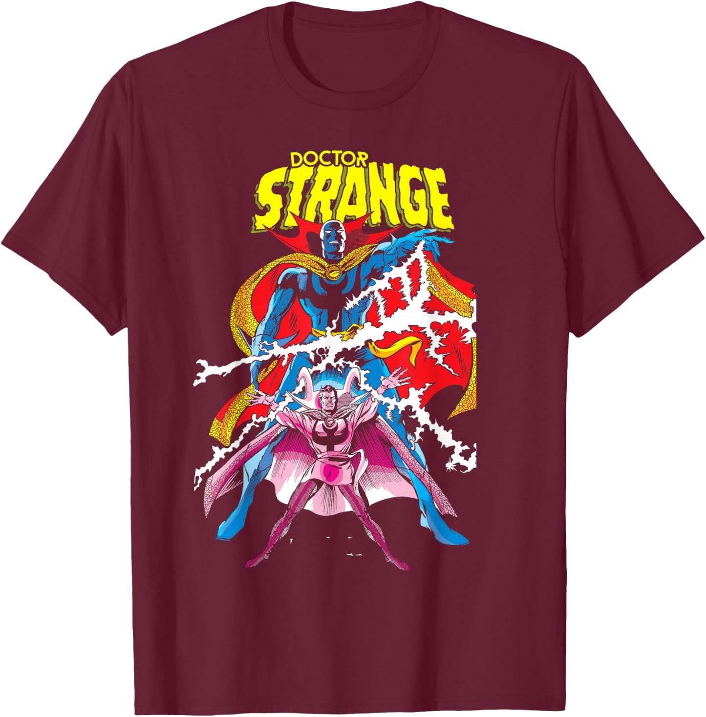 Marvel Doctor Strange Magic Lightning Comic Graphic T-Shirt - T-Shirt | Maroon