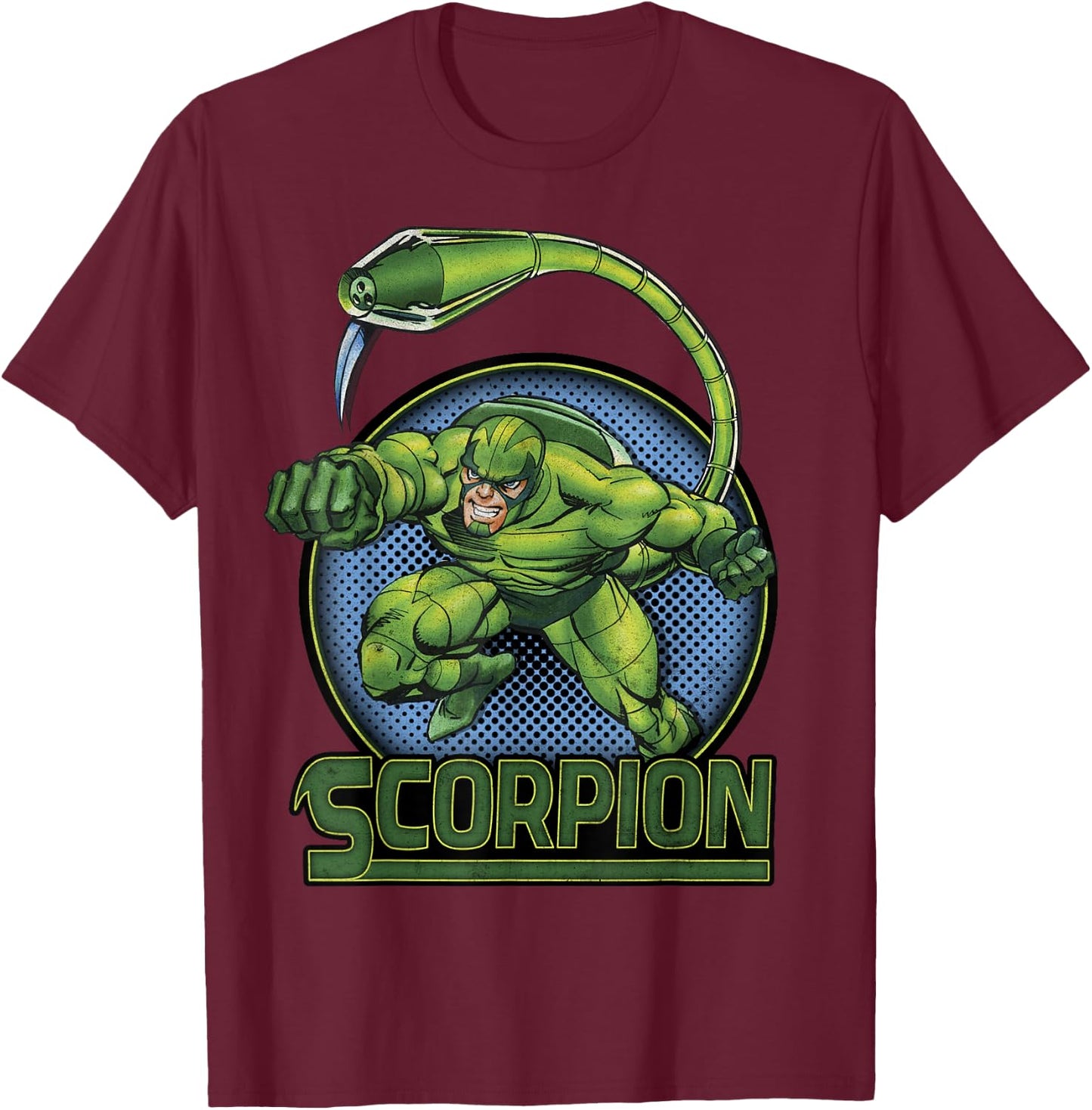 Marvel Scorpion Retro 90's Get Stung Classic Badge T-Shirt - T-Shirt | Maroon