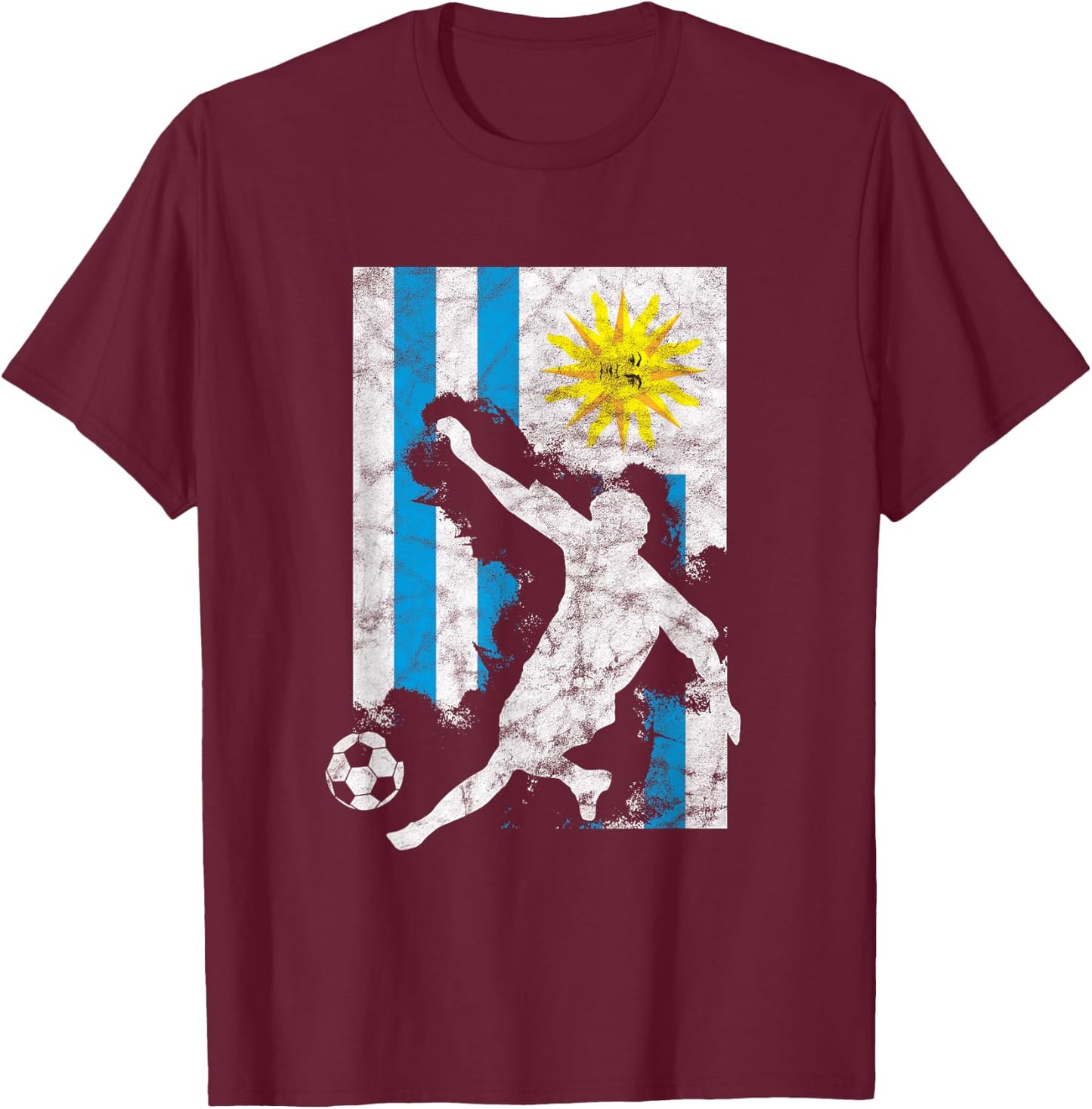 Uruguay Flag Soccer Player Team T-Shirt - T-Shirt | Maroon