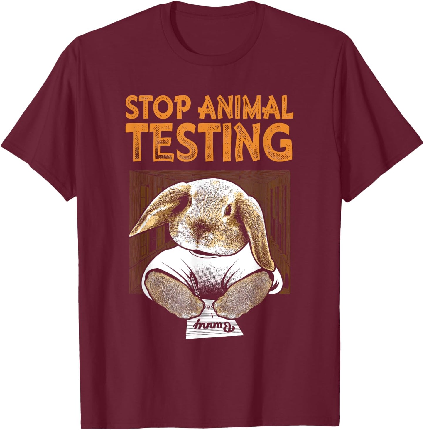 Bunny Shirt Stop Animal Testing T-Shirt - T-Shirt | Maroon