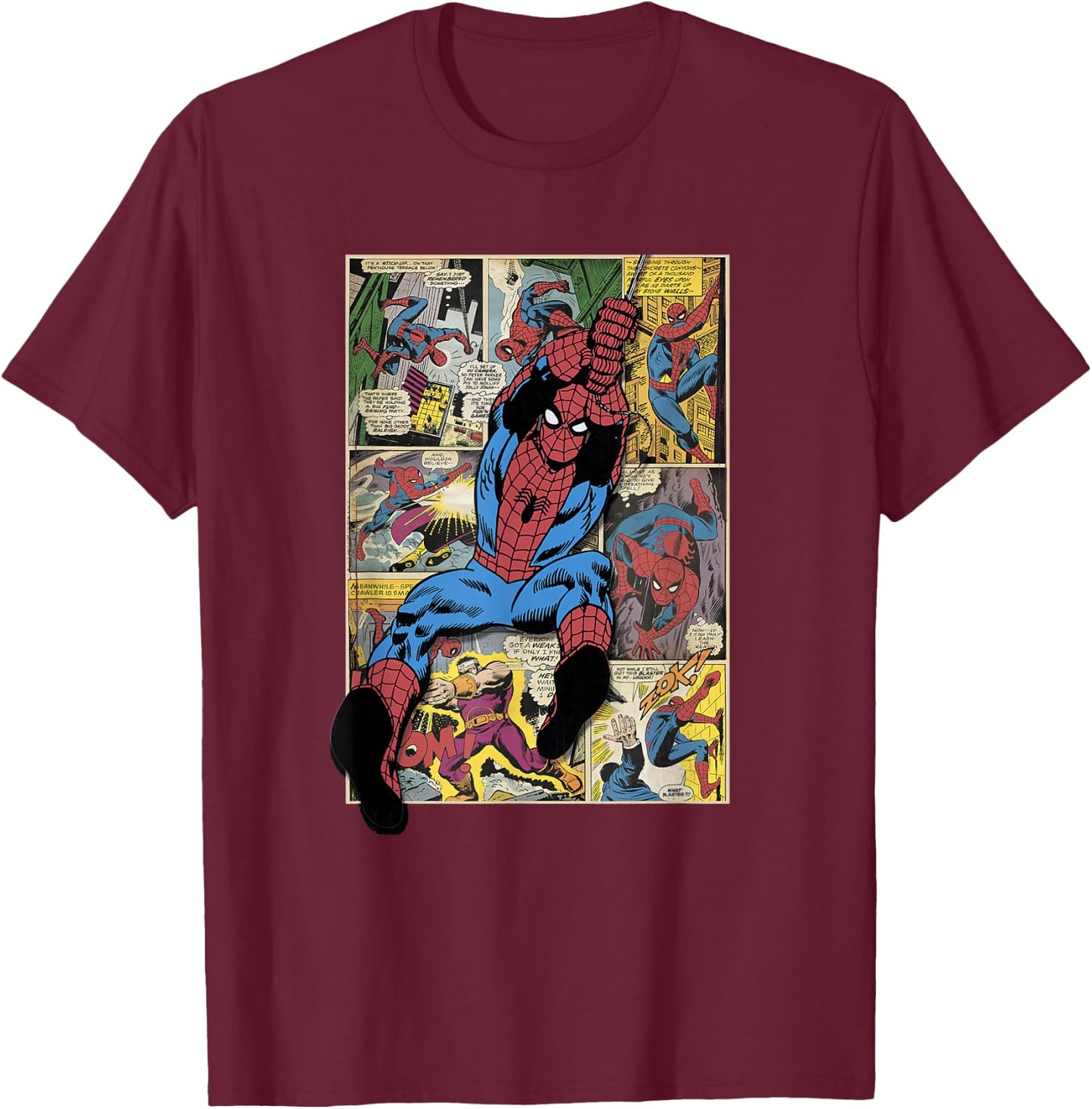 Marvel Retro Classic Spider-Man Vintage Night Crawler Comic T-Shirt - T-Shirt | Maroon