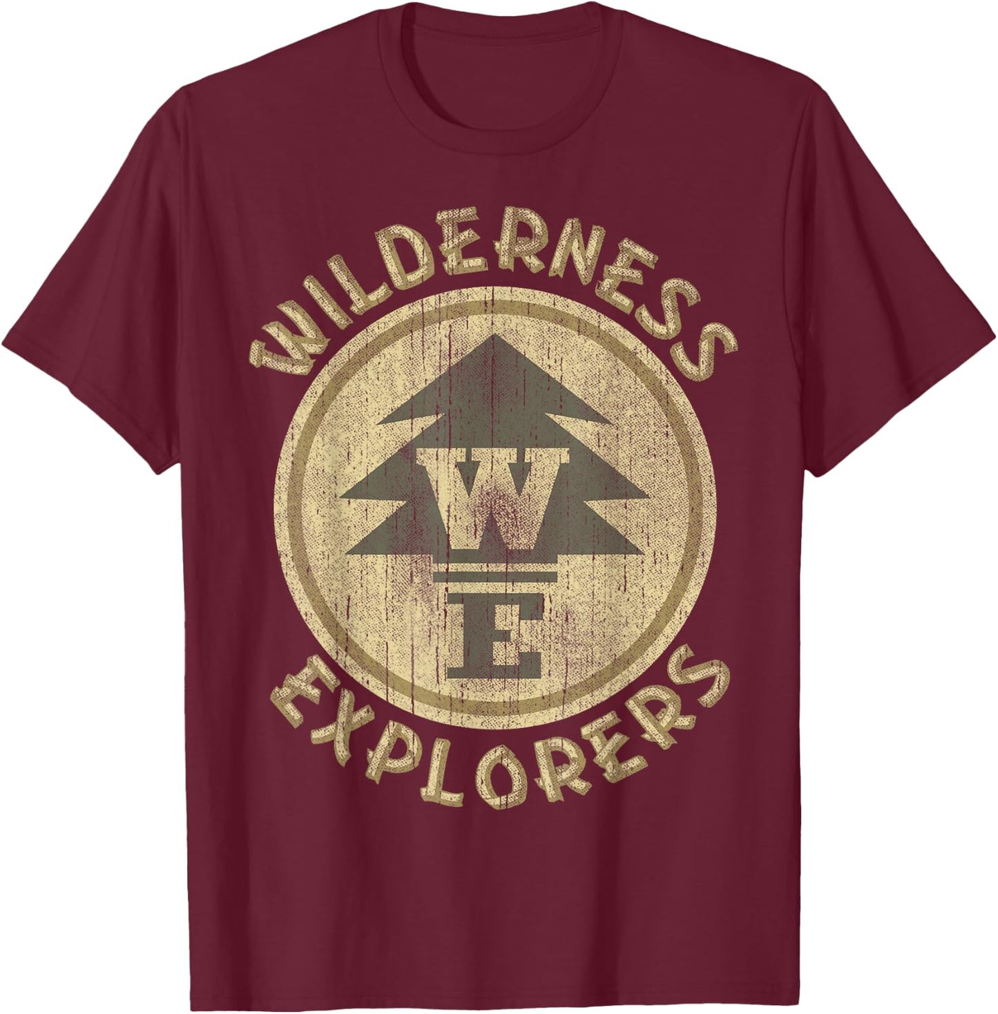 Disney Pixar Up Distressed Wilderness Explorer Emblem T-Shirt - T-Shirt | Maroon