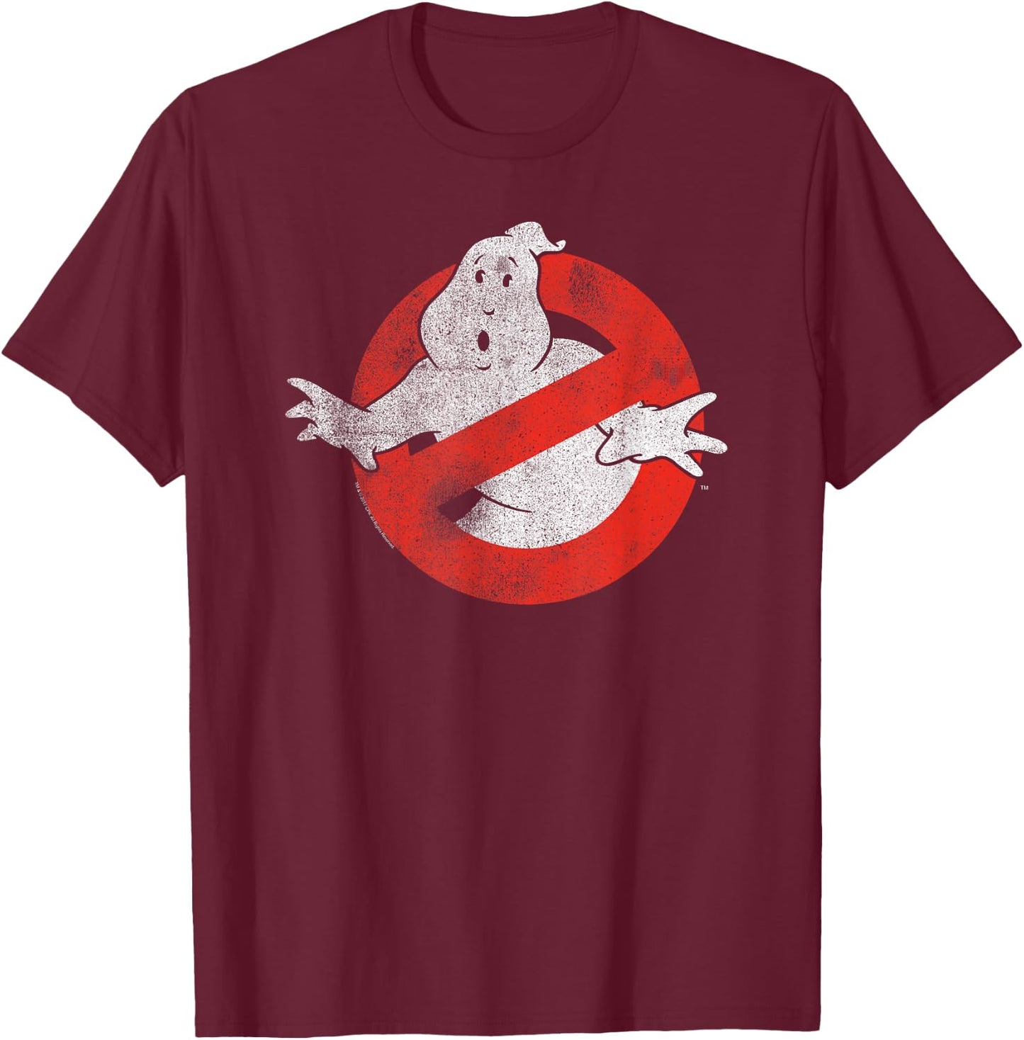 Ghostbusters Distressed No Ghost Logo Retro Movie T-Shirt - T-Shirt | Maroon