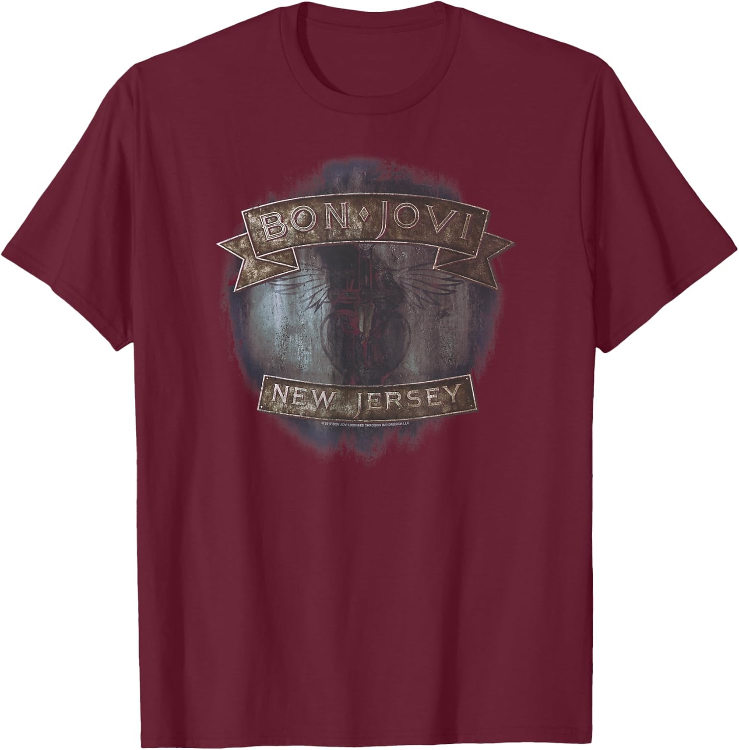 Bon Jovi New Jersey T-Shirt - T-Shirt | Maroon