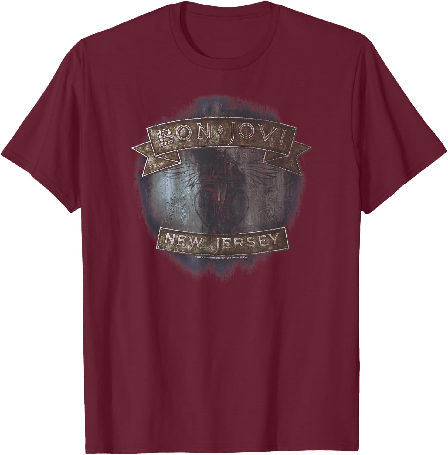 Bon Jovi New Jersey T-Shirt - T-Shirt | Maroon