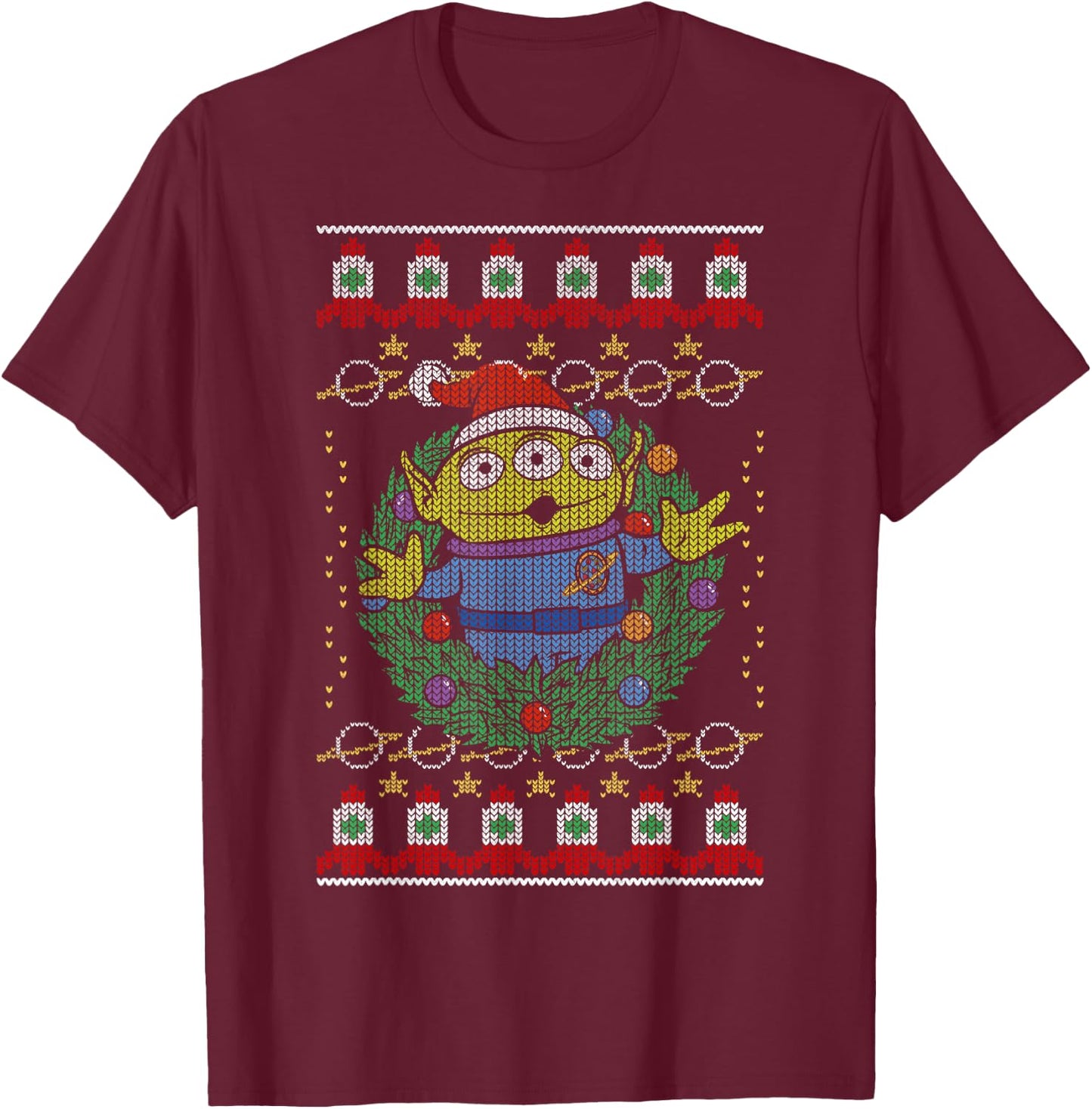Disney Pixar Toy Story Alien Greetings Ugly Christmas T-Shirt - T-Shirt | Maroon