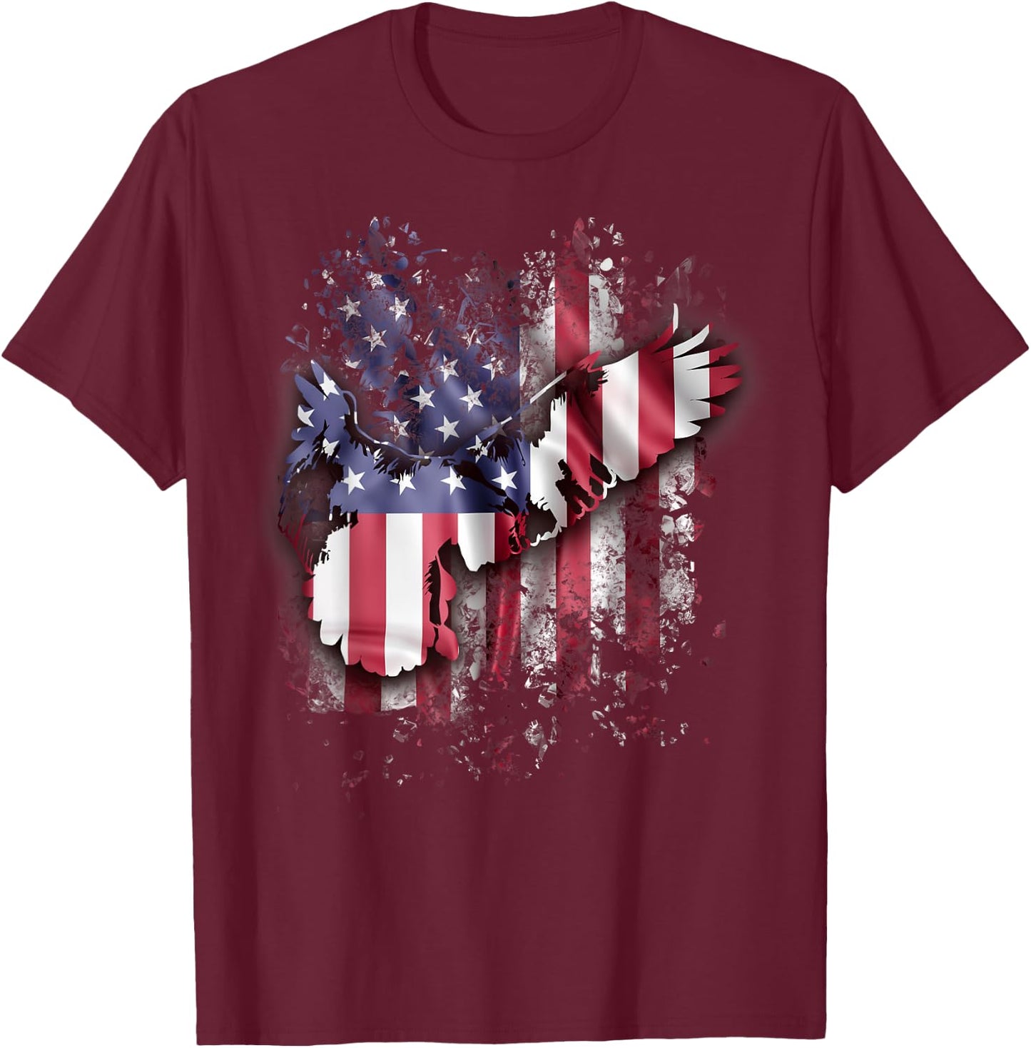 Eagle And American Flag Gorgeous Vintage 4th July T-Shirt - T-Shirt | Maroon