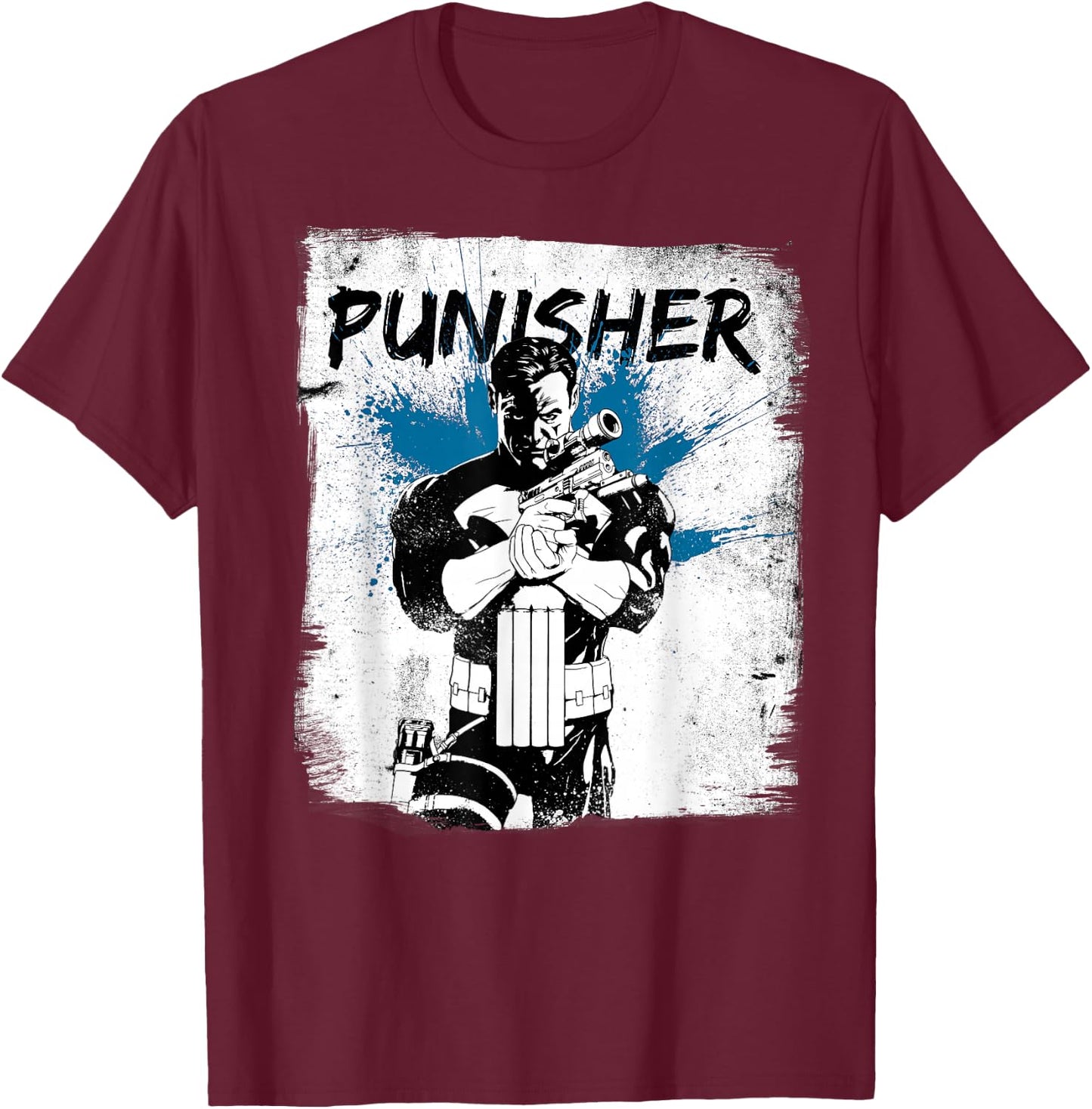 Marvel The Punisher Chalked Out Paint Splat Graphic T-Shirt - T-Shirt | Maroon