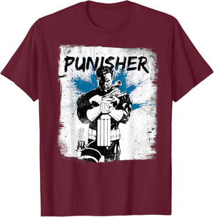 Marvel The Punisher Chalked Out Paint Splat Graphic T-Shirt - T-Shirt | Maroon