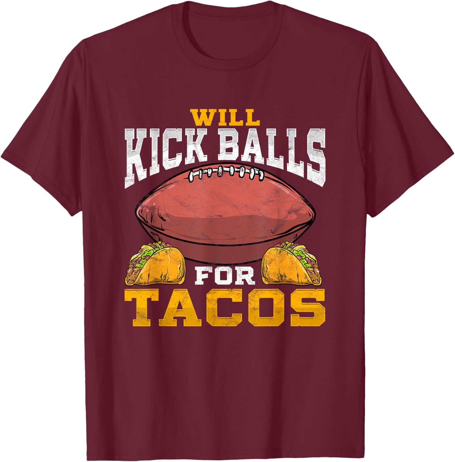Funny Football Kicker Punter Player Distressed T-Shirt - T-Shirt | Maroon