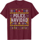 Ugly Sweater Police Navidad Christmas Novelty T-Shirt - T-Shirt | Maroon