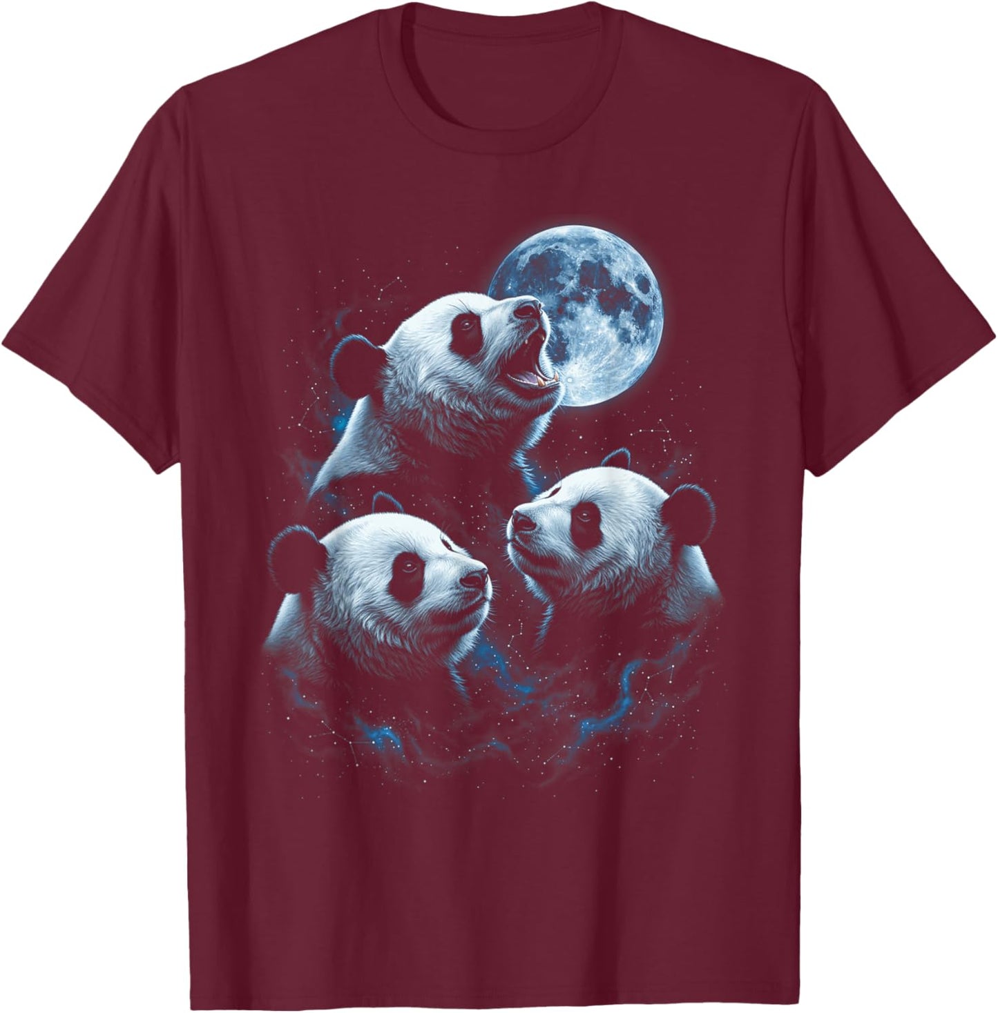 Howling At The Moon Panda Cub T-Shirt - T-Shirt | Maroon