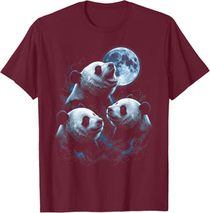 Howling At The Moon Panda Cub T-Shirt - T-Shirt | Maroon