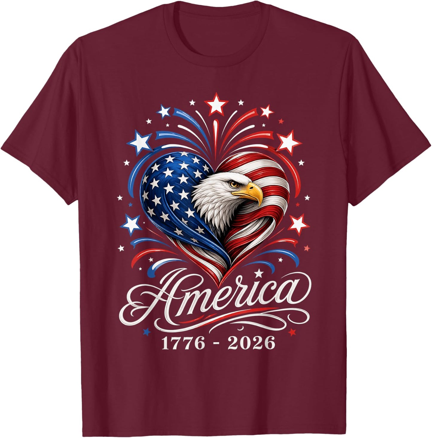 America US Flag 250 1776 2026 250th Anniversary 4th of July T-Shirt - T-Shirt | Maroon