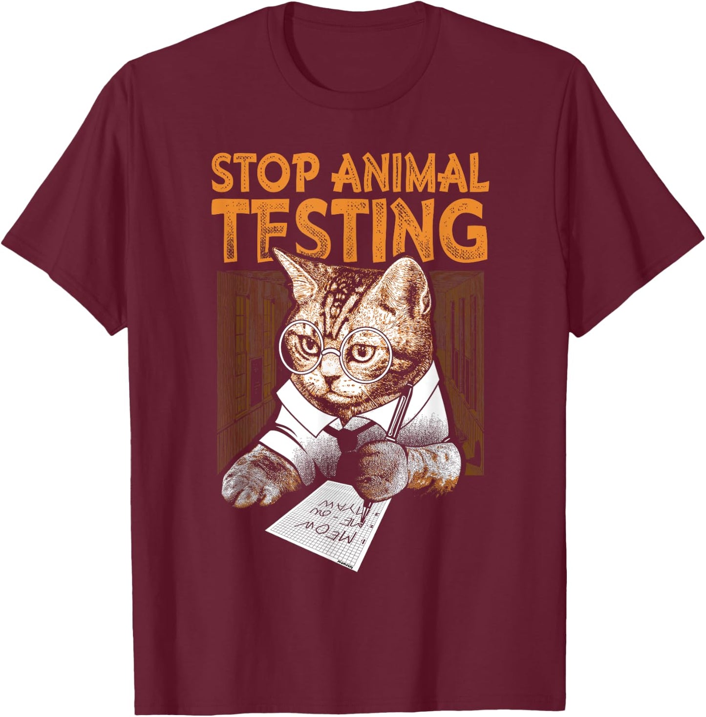 Stop Animal Testing Kitten Shirt T-Shirt - T-Shirt | Maroon