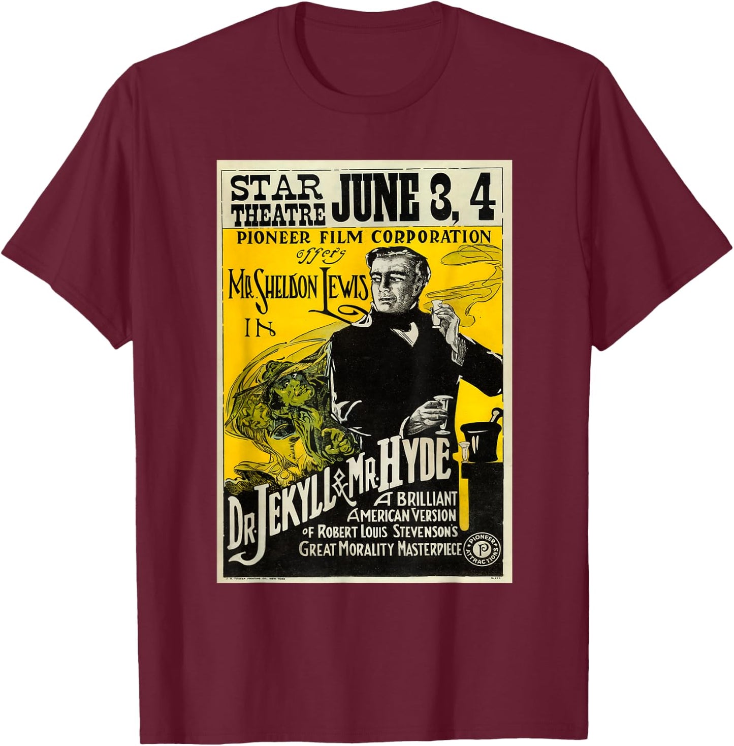 Dr. Jekyll and Mr. Hyde movie poster T-Shirt - T-Shirt | Maroon