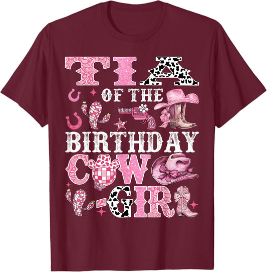 Tia Of The Birthday Cow-Girl Rodeo Cow Girl Birthday T-Shirt - T-Shirt | Maroon