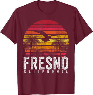 Fresno California CA Vintage Retro Distressed Style Gift T-Shirt - T-Shirt | Maroon