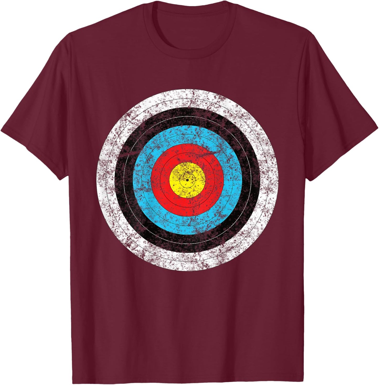 (Print on Back) Funny Retro Archery Target Hunter T-Shirt - T-Shirt | Maroon