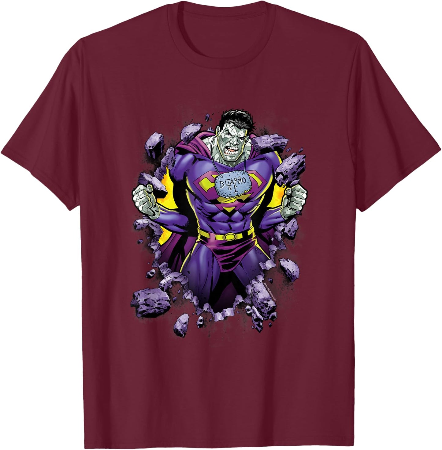 Superman Bizzaro Breakthrough Purple T-Shirt - T-Shirt | Maroon
