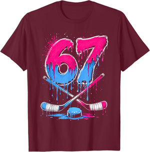 Hockey Six Seven Ice Cream Drip Hockey 6 7 Boys Youth T-Shirt - T-Shirt | Maroon