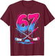 Hockey Six Seven Ice Cream Drip Hockey 6 7 Boys Youth T-Shirt - T-Shirt | Maroon