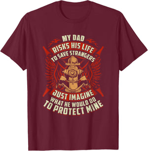 Fire Fighter Men Fireman Redline Gifts Shirts - Women's Firefighter Daughter - Black, Small T-Shirt - T-Shirt | Maroon